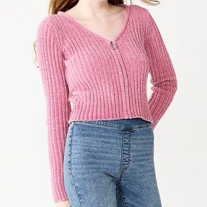 SO Zip-Front Cropped Cardigan